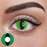 Зелені Кольорові Контактні Лінзи Кет Грін | Лінзи для краси ( Нульовки ) |  Крейзі/Косплей/Хелловін| Для світлих – чорних очей