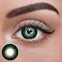 Зелені Кольорові Контактні Лінзи Грін Візерунок | Лінзи для краси ( Нульовки ) | Натуральні-Природні | Для світлих - чорних очей