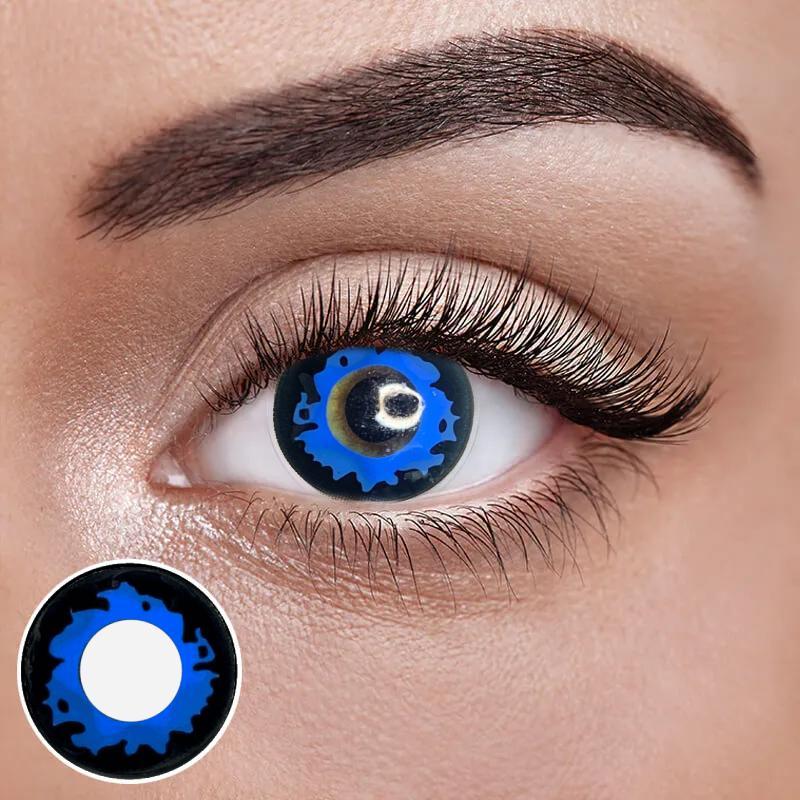 Сині Кольорові Контактні Лінзи Блу Неон | Лінзи для краси ( Нульовки ) | Натуральні-Природні | Для світлих - чорних очей, фото 1