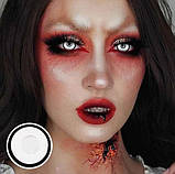 Білі Кольорові Контактні Лінзи Менсон | Лінзи для краси ( Нульовки ) | Крейзі/Косплей/Хелловін| Для світлих – чорних очей, фото 3