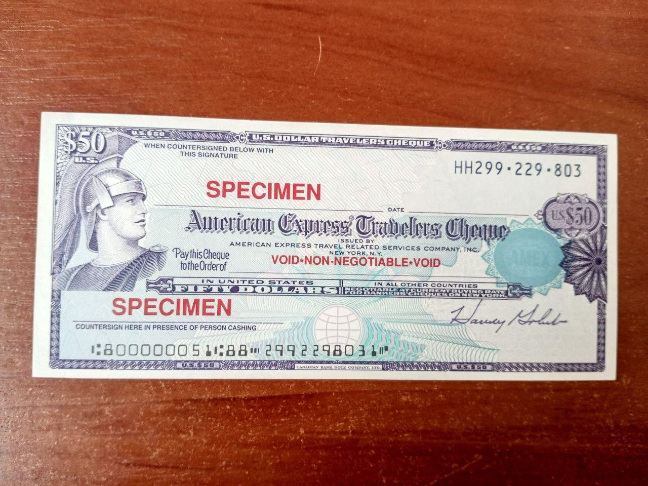Чек Американ експрес 50$ НН 299.229.803