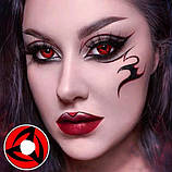 Червоні Кольорові Контактні Лінзи Шаринган Какаші  | Лінзи для краси ( Нульовки ) | Крейзі/Косплей/Хелловін| Для світлих – чорних, фото 4