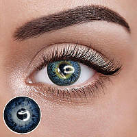 Сині Кольорові Контактні Лінзи Блу Узор | Лінзи для краси ( Нульовки ) | Натуральні-Природні | Для світлих - чорних очей