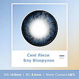 Сині Кольорові Контактні Лінзи Блу Узор | Лінзи для краси ( Нульовки ) | Натуральні-Природні | Для світлих - чорних очей, фото 2