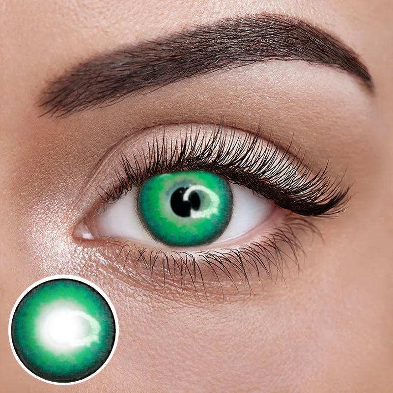 Зелені Кольорові Контактні Лінзи Грін Аква | Лінзи для краси ( Нульовки ) | Натуральні-Природні | Для світлих - чорних очей, фото 1