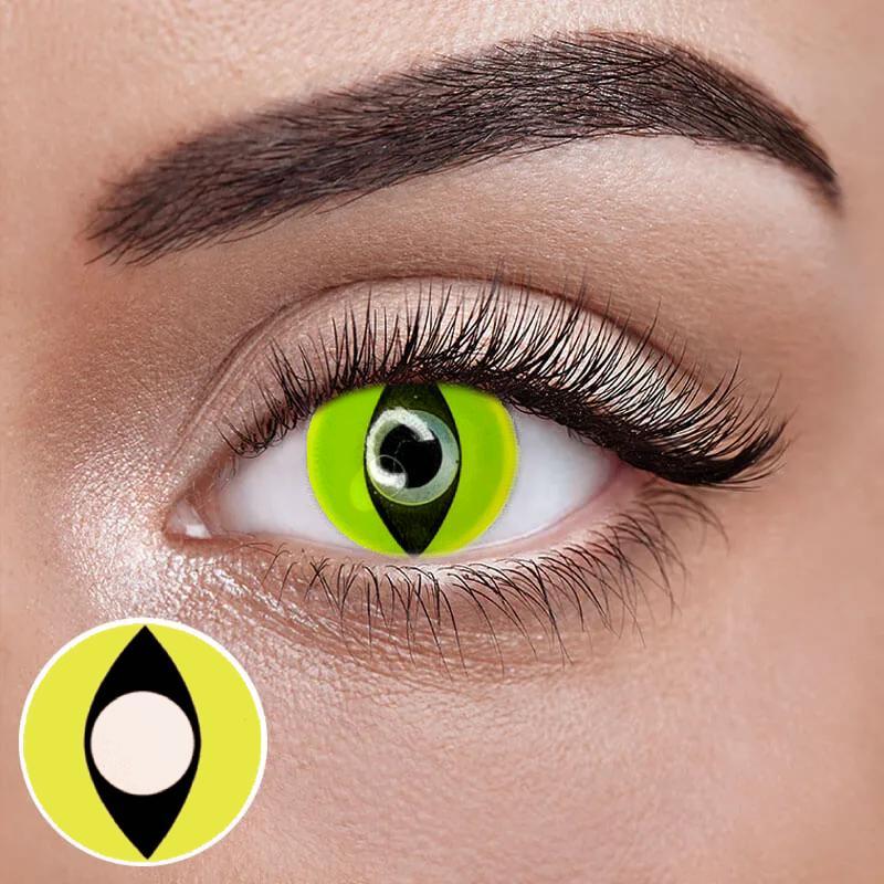 Жовті Кольорові Контактні Лінзи Кет Елоу | Лінзи для краси ( Нульовки ) | Крейзи/Косплей/Хэллоуин| Для светлых - черных глаз, фото 1