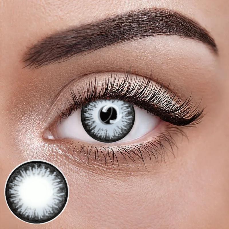 Сірі Кольорові Контактні Лінзи Металік | Лінзи для краси ( Нульовки ) | Крейзі/Косплей/Хелловін| Для світлих – чорних очей, фото 1