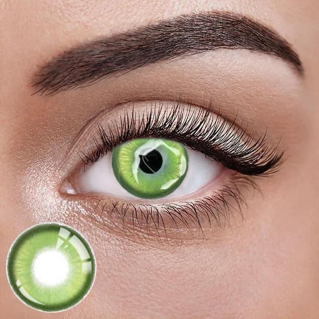 Зелені Кольорові Контактні Лінзи Дрім Грін | Лінзи для краси ( Нульовки ) | Натуральні-Природні | Для світлих - чорних очей, фото 1