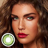 Зелені Кольорові Контактні Лінзи Дрім Грін | Лінзи для краси ( Нульовки ) | Натуральні-Природні | Для світлих - чорних очей, фото 4