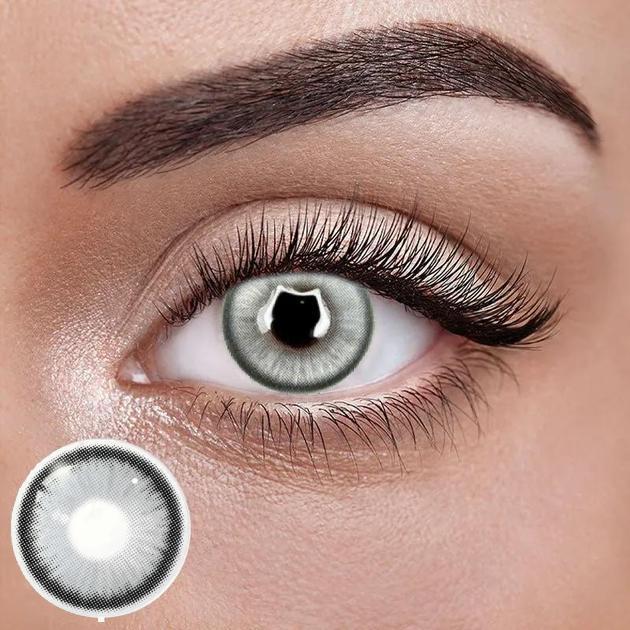 Сірі Кольорові Контактні Лінзи Дрім Грей | Лінзи для краси ( Нульовки ) | Натуральні-Природні | Для світлих - чорних очей, фото 1
