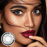 Сірі Кольорові Контактні Лінзи Дрім Грей | Лінзи для краси ( Нульовки ) | Натуральні-Природні | Для світлих - чорних очей, фото 3