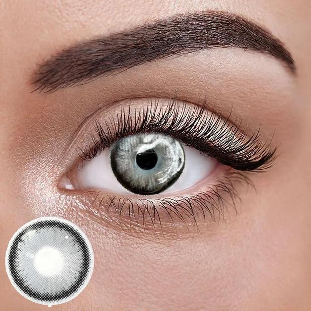 Сірі Кукольні Кольорові Контактні Лінзи | Лінзи для краси ( Нульовки ) | Натуральні-Природні | Для світлих - чорних очей, фото 1