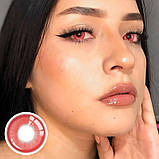 Червоні Кольорові Контактні Лінзи Дрім Ред | Лінзи для краси | Крейзи/Косплей/Хэллоуин| Для светлых - черных глаз, фото 2