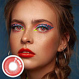 Червоні Кольорові Контактні Лінзи Дрім Ред | Лінзи для краси | Крейзи/Косплей/Хэллоуин| Для светлых - черных глаз, фото 4