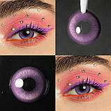 Фіолетові Кольорові Контактні Лінзи Дрім Фіо | Лінзи для краси | Натуральні-Природні | Для світлих - чорних очей, фото 2