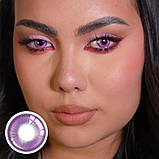 Фіолетові Кольорові Контактні Лінзи Дрім Фіо | Лінзи для краси | Натуральні-Природні | Для світлих - чорних очей, фото 3