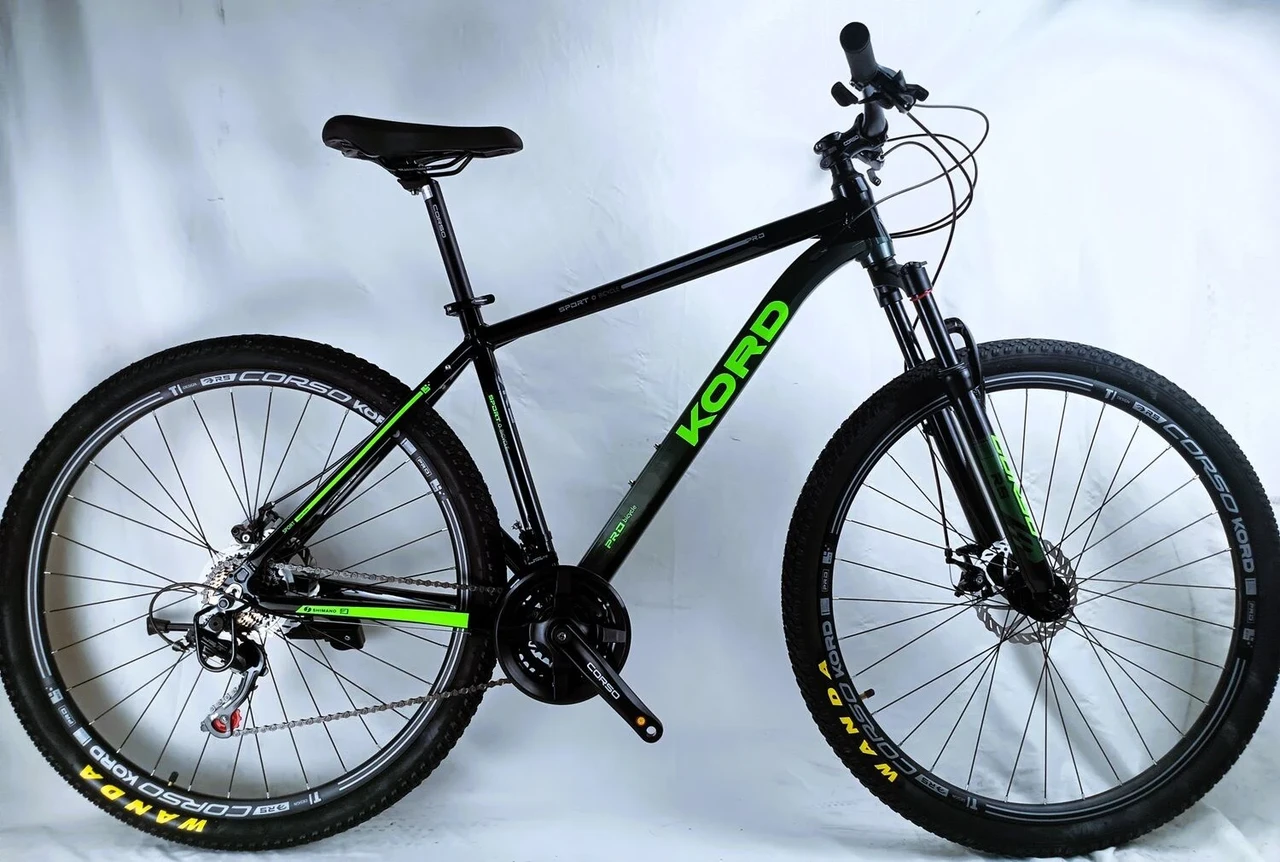 Велосипед гірський спортивний 29" Corso Kord KR-40682 чорно-зелений на зріст 172-180 см