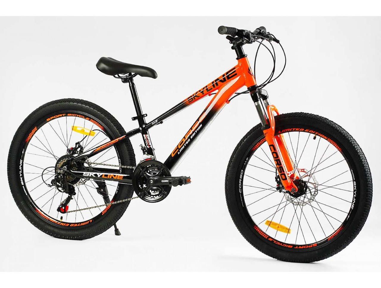 Підлітковий велосипед 24 AL Corso «SKYLINE» SL-50703 алюміній 11", (к-т SHIMANO) чорно-помаранчевий