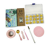 Набір сургучних печаток №14 : штамп 15шт + свічки 10шт + сургуча 15 кольорів + інструмент