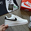 Чоловічі кросівки Nike Air Force 1 White Black Найк Форси біло-чорні на весну шкіряні весняні, фото 3