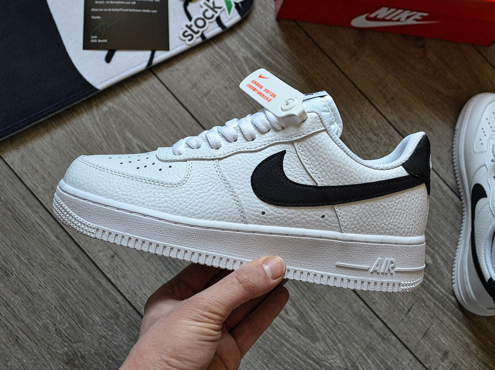Чоловічі кросівки Nike Air Force 1 White Black Найк Форси біло-чорні на весну шкіряні весняні