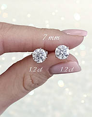 Срібні сережки-пусети з муасанітом 2-2,4 ct 7 мм, Сертифікат (Арт.219158753-219158754)