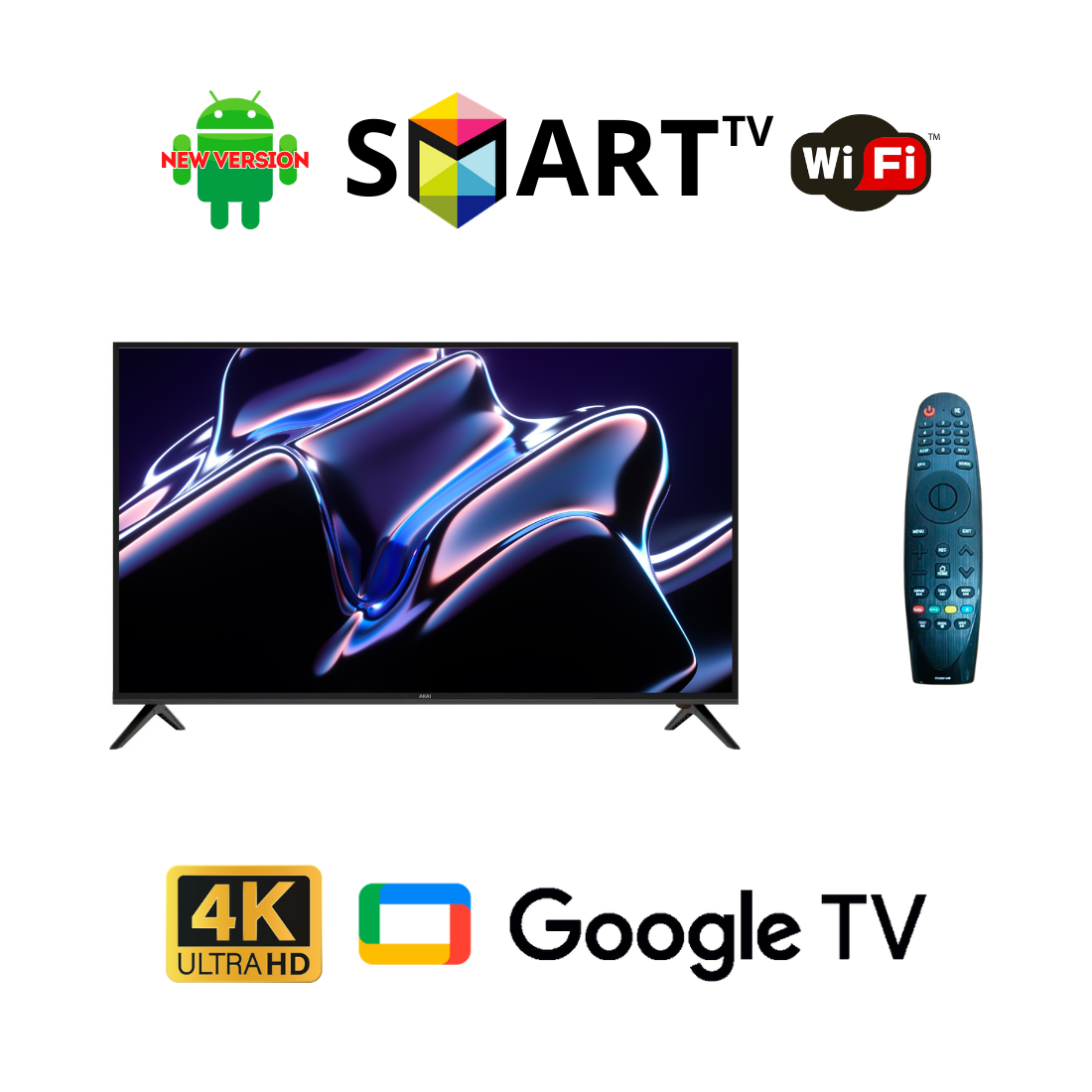 Телевізор AKAI 52" Smart DVB/T2/FullHD/USB Android 11.0 блютуз пульт