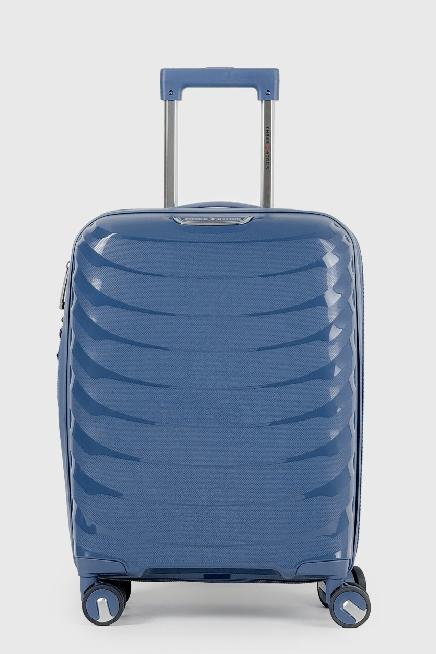 Маленька пластикова валіза ручна поклажа Three Birds 2024-13-4S синя, фото 1
