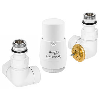 Комплект вентилів термостатичний Vario Term VISION 3-х осьовий, правий, білий