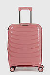 Маленька пластикова валіза ручна поклажа Three Birds 2024-13-8S рожева, фото 2
