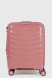 Маленька пластикова валіза ручна поклажа Three Birds 2024-13-8S рожева, фото 3