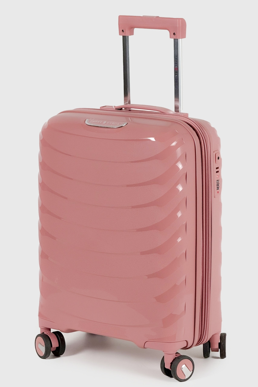 Маленька пластикова валіза ручна поклажа Three Birds 2024-13-8S рожева, фото 1