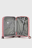 Маленька пластикова валіза ручна поклажа Three Birds 2024-13-8S рожева, фото 6