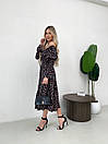 Жіноча чорна сукня міді з принтом, фото 2
