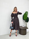 Жіноча чорна сукня міді з принтом, фото 3