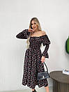 Жіноча чорна сукня міді з принтом, фото 5