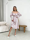 Жіноча біла сукня міді з принтом, фото 3