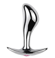 Анальна пробка P форми TISSAC 8см з рожевим камінцем