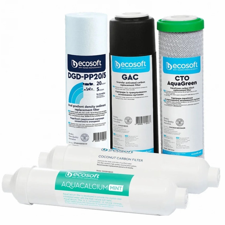 Комплект картриджів на 6 місяців Ecosoft P'URE AquaCalcium Mint