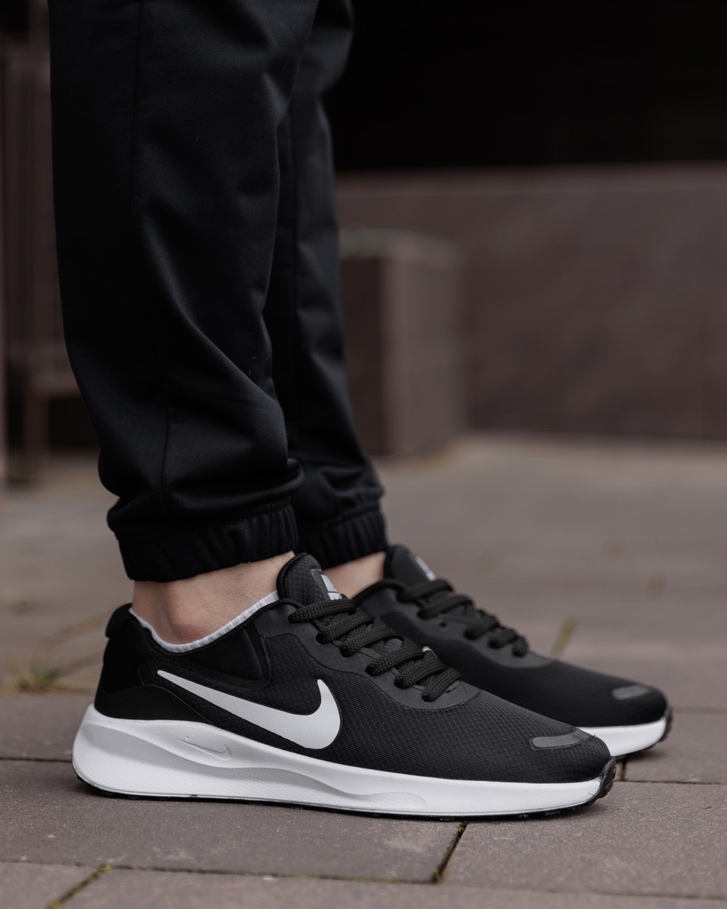 Спортивні кросівки для бігу чоловічі Nike чорні легкі текстильні найк бігові сітка дихаючі весна літо, фото 1