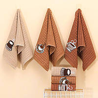 Набір кухонних махрових рушників Coffee (3 шт.) 75х35 см. (211)