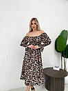 Жіноча коричнева леопардова сукня міді, фото 6