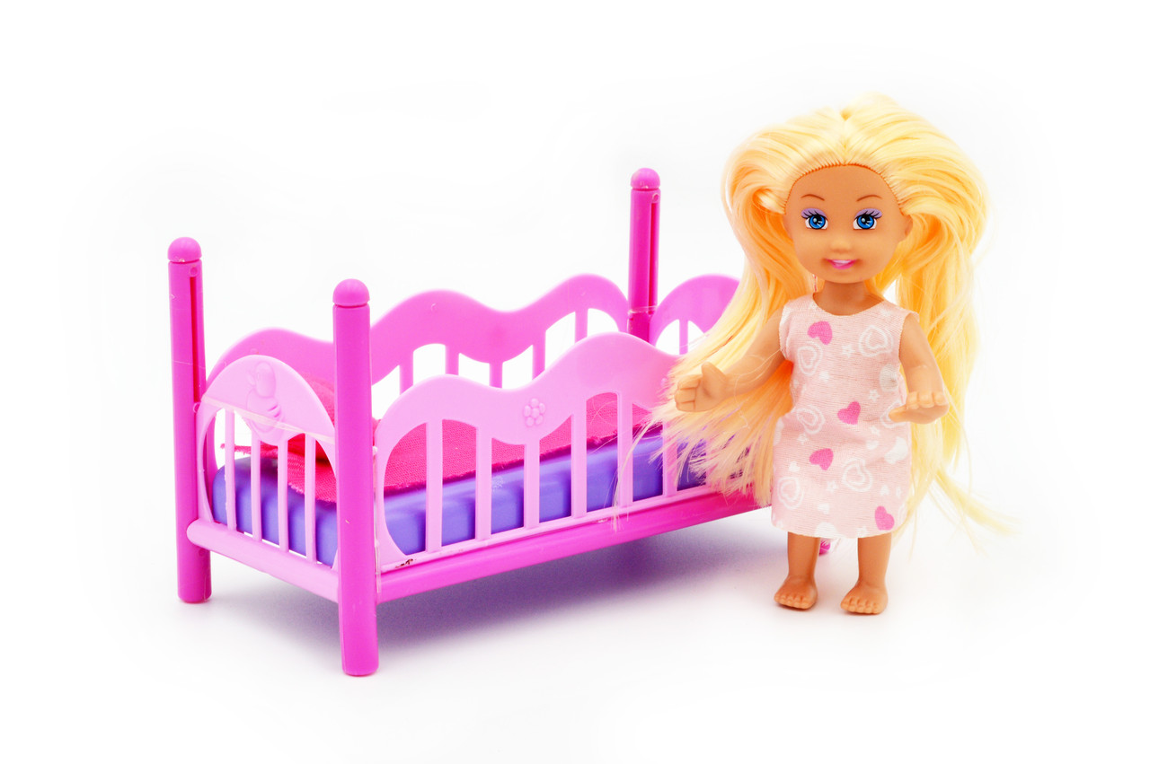 Лялька маленька 899-27 з ліжечком, фото 1