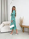 Жіноча зелена сукня міді з принтом, фото 2