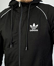 Спортивний костюм Adidas весна осінь, чоловічий спорт- костюм Адідас із капюшоном чорний, фото 4