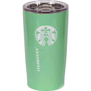 Термостакан 500мл 17*8,5*7см з нержавіючої сталі, прозора кришка з висувним клапаном, зелений