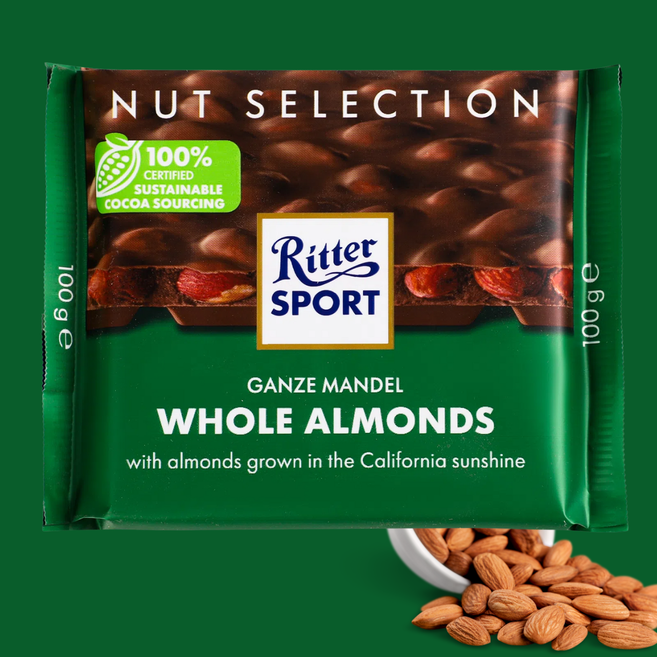 Молочний шоколад з цілим мигдалем 100г ТМ Ritter Sport