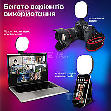 Накамерне світло Veron F-610A LED Live Streaming Light селфі спалах на телефон камеру ноутбук для трансляцій, фото 4