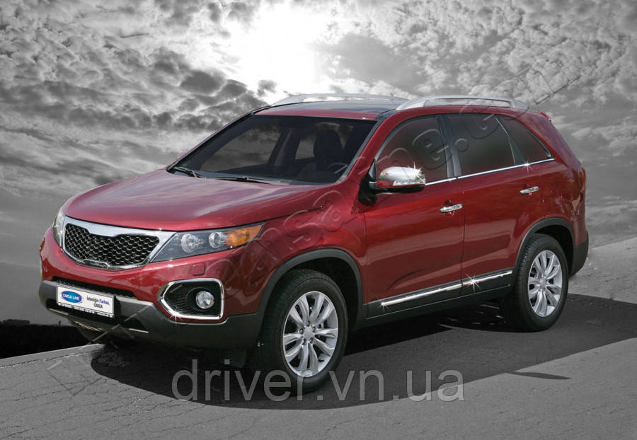 Накладки хромированные на молдинги дверей (4шт, нерж) Kia Sorento 2010-, OmsaLine, 4013131, фото 1