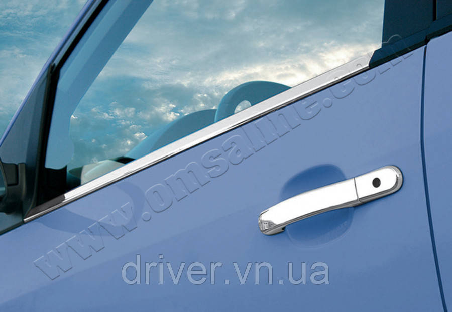 Накладки хромированные на стекла (нижние) (4шт) Ford Fiesta 5D 2002-2008, OmsaLine, 2603141, фото 1